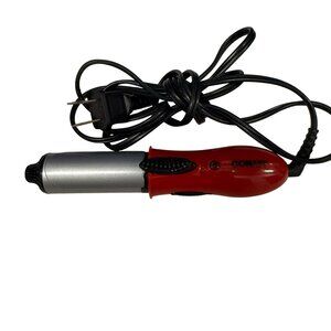 Conair Mini Hair Curler With Clamp Dual Voltage Travel Size Red & Silver